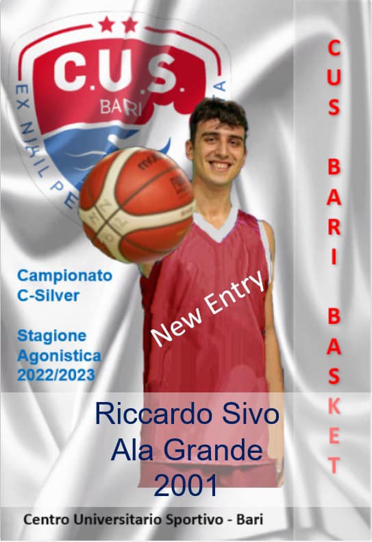 Nuovo innesto per la prima squadra che parteciperá al campionato di C Silver, Riccardo Sivo è un giocatore del Cus Bari
