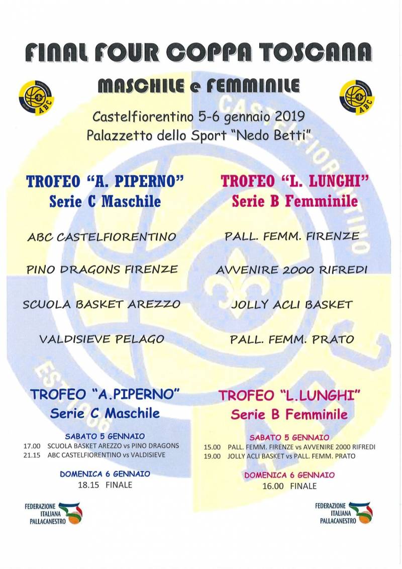 Sabato e domenica al PalaBetti Final Four di Coppa Toscana maschile e femminile