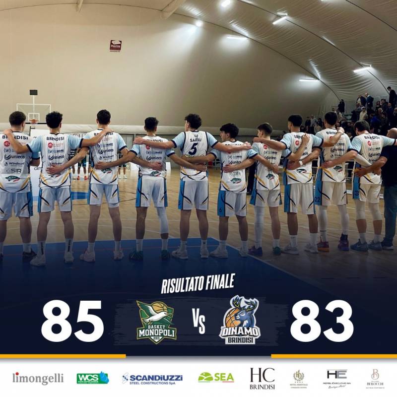 La Dinamo sfiora l'impresa: Climaway Basket Monopoli vince in volata 85-83 