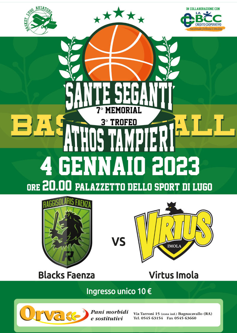 In campo a Lugo il 4 gennaio Faenza e Virtus Imola in occasione del Memorial Seganti-Trofeo Tampieri