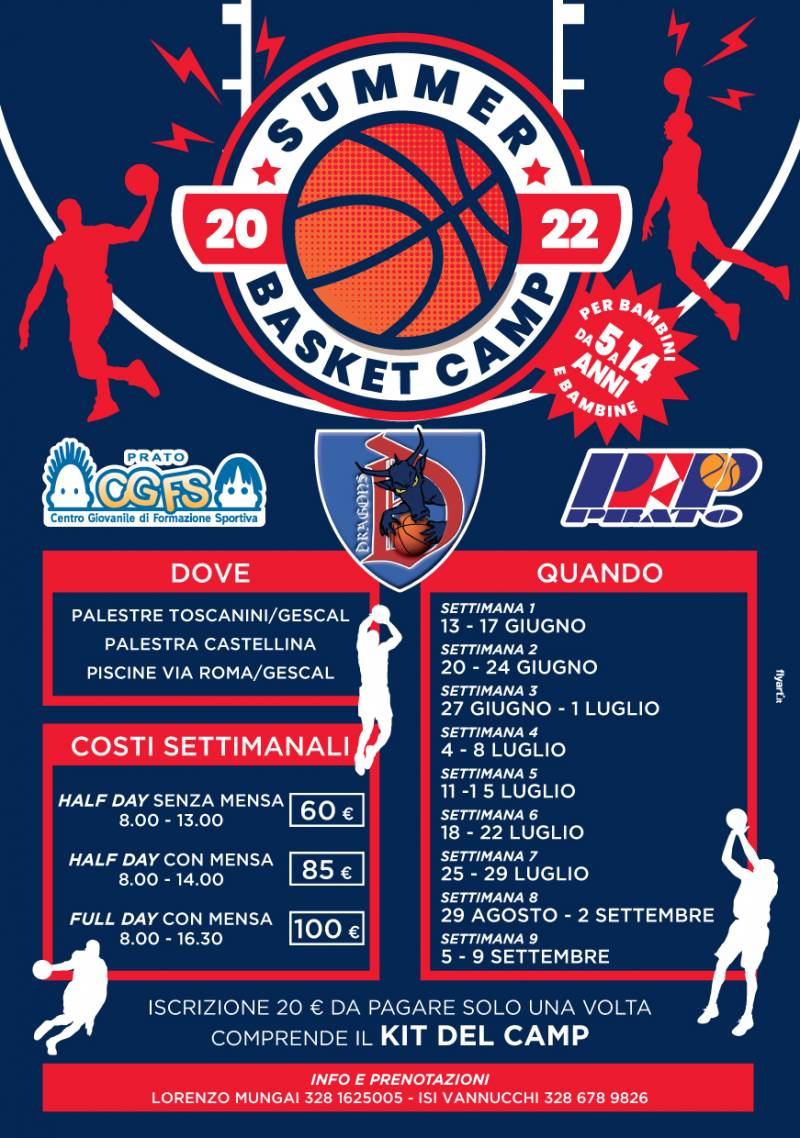 Basket a Prato: partito il Summer Camp di Pallacanestro Dragons con CGFS e PFP