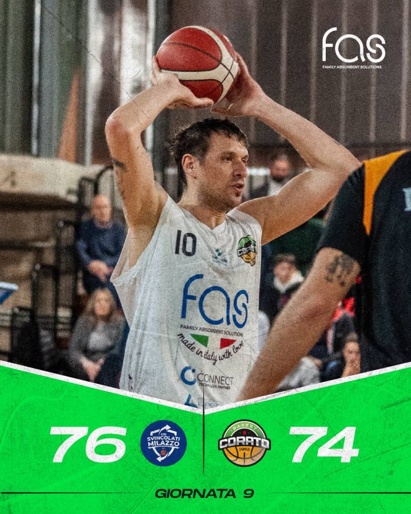 Fas Basket Corato beffata nel finale a Milazzo 