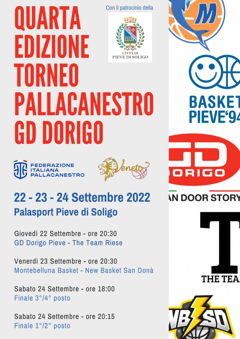 Trofeo pallacanestro "GD Dorigo" a Pieve di Soligo il 22-23-24 Settembre 2022