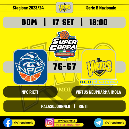 Supercoppa LNP 23-24: NPC Rieti – Virtus Imola 76-67 Supercoppa LNP 23-24: NPC Rieti – Virtus Imola 76-67