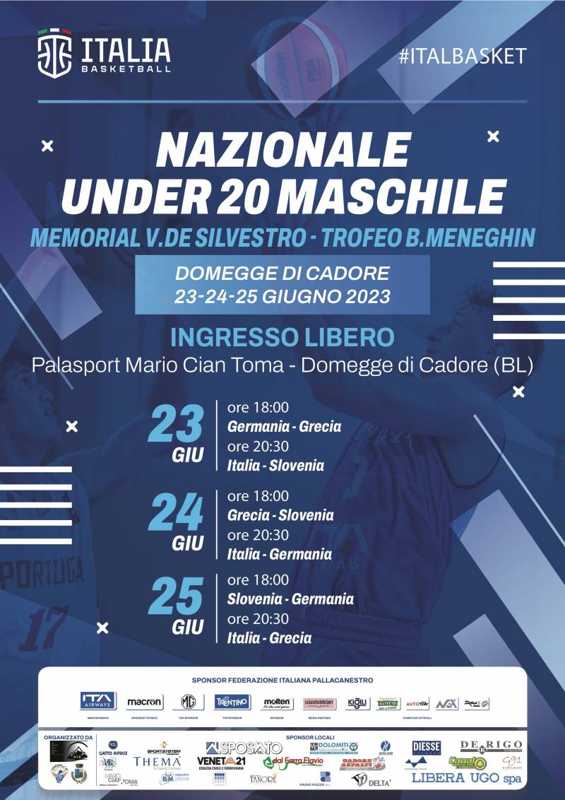 Tornano i giovani talenti del basket europeo a Domegge di Cadore per il 21° Memorial V. De Silvestro - Trofeo B. Meneghin
